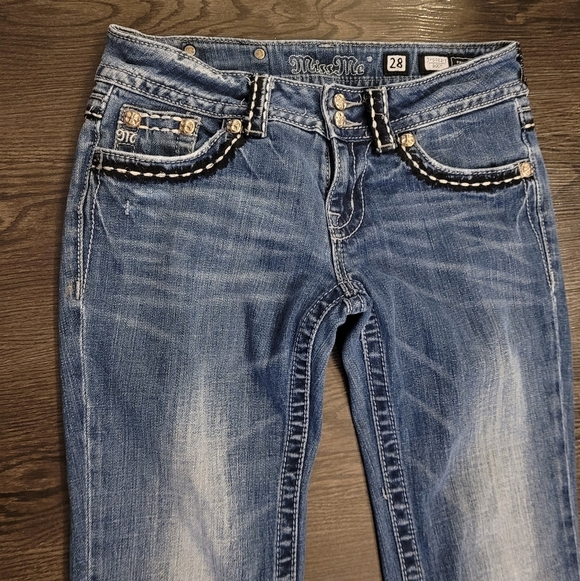 Miss Me Blue Wing Flap Embellished Flare Boot Women's Jeans Size 28 Western Y2K - Picture 3 of 9